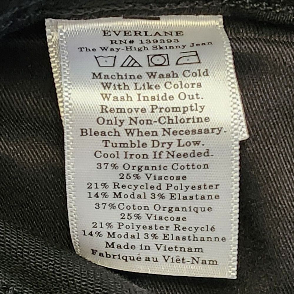 NWT Everlane The Way-High Skinny Jean Black Size 27 Grunge Organic Stretch Denim - Picture 8 of 10